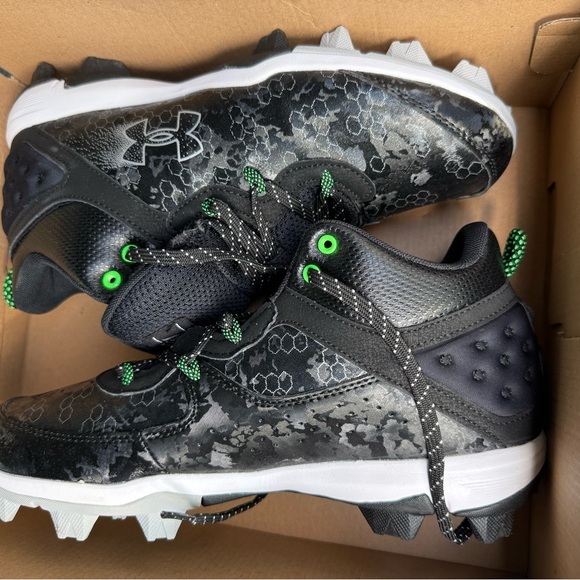Under Armour MENS HARPER 8 MID RM BASKETBALL SHOE Black and Green Cleats 9 NEW - Picture 7 of 10